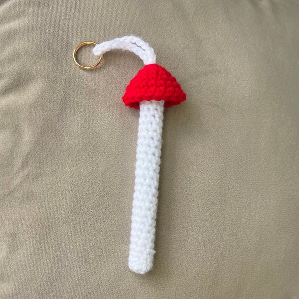 Crochet Mushroom Vape E-Cig Holder Keychain