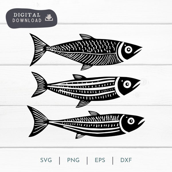 Sardine Fish Instant Download SVG PNG, Sea and Fish EPS Digital Download