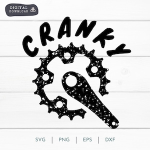 VTT Cranky Funny Mountain Bike SVG PNG, Bike Crank Digital Clipart