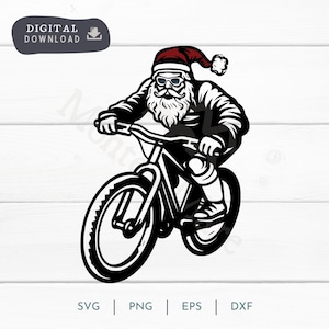 Vélo Santa SVG, Mignon drôle Noël VTT Vélo, Vélo, EPS, PNG