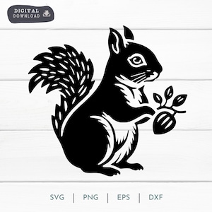 Squirrel Fall Acorn Forest Digital Download SVG PNG, Fall Animal, Squirrel Clipart EPS