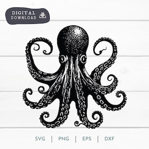 Octopus Instant Download SVG PNG, Sea, Ocean and Octopus EPS, Octopus Clipart