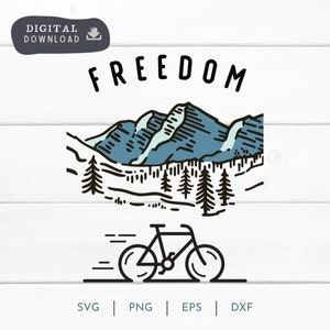 Freiheit Mountainbike Radfahrer SVG PNG, Abenteuer und Radfahren Mountainbiken Digital Clipart