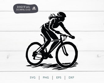 MTB Frau Mountainbike Radfahrer SVG PNG, Abenteuer und Radfahren Mountainbiken digitale Clipart