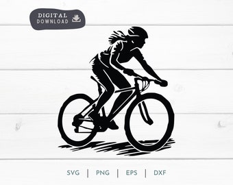 MTB Woman Mountain Bike Cyclist SVG PNG, Adventure and Cycling Mountain Biking Digital Clipart