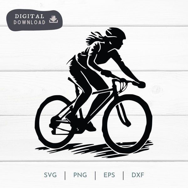 MTB Woman Mountain Bike Cyclist SVG PNG, Adventure and Cycling Mountain Biking Digital Clipart