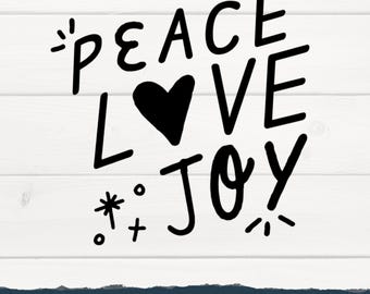 Peace Love and Joy SVG, Fun Cute Christmas and Holiday Cut File and Clip Art