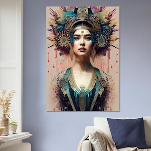 Art mural en carton plume, images créées par intelligence artificielle. Décoration murale différentes tailles. Titre: Thaï Princess