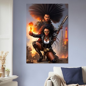 Art mural "Bombing twins" en carton plume, image créée par intelligence artificielle, différentes tailles.
