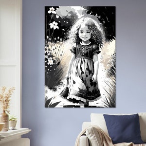 Art mural en carton plume, images créées par intelligence artificielle. Décoration murale différentes tailles. Titre: Léna in the valley