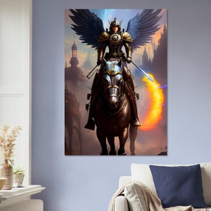 Art mural en carton plume, images créées par intelligence artificielle. Décoration murale différentes tailles. Titre: Dark archangel