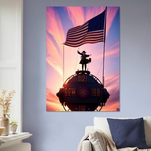 Art mural en carton plume, images créées par intelligence artificielle. Décoration murale différentes tailles. Titre: Viva America