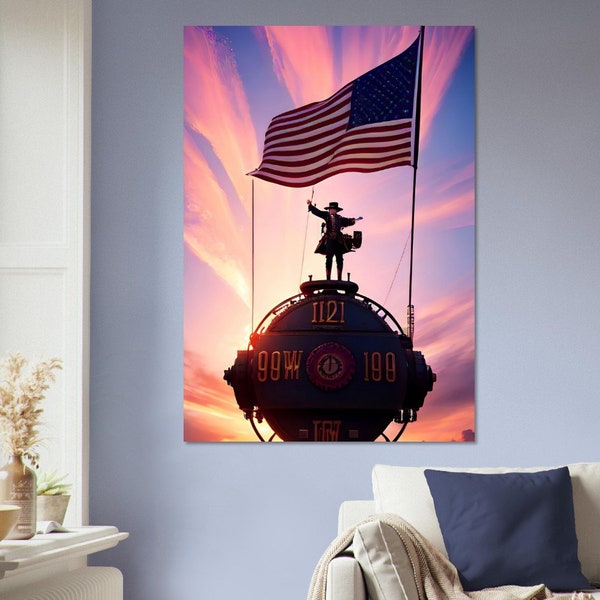 “Viva America” wall art in featherboard, image created by artificial intelligence, different sizes.