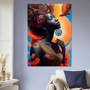 Art mural en carton plume, images créées par intelligence artificielle. Décoration murale différentes tailles. Titre: Goddesses of flowers 6