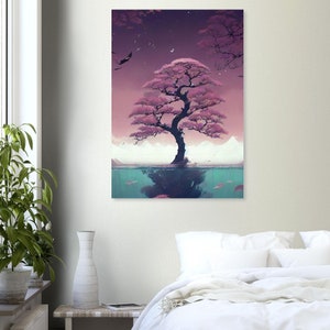 Art mural en carton plume, images créées par intelligence artificielle. Décoration murale différentes tailles. Titre: Eternal Sakura