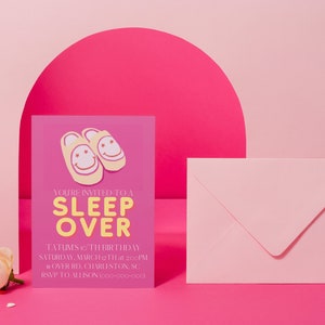Sleepover Invitation, Birthday Invite, Printable Card, Girl Birthday Party Invite