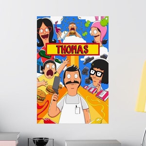Bob&#39;s Burgers Poster | Custom Name Bob&#39;s Burgers Matte Vertical Posters Tina Gene Bob Louise Linda Belcher Teddy Personalized Gift For Her