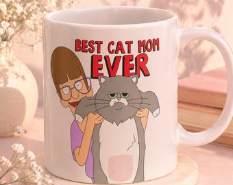 Caneca "A Melhor Mãe de Gatos de Todos os Tempos" da Bob's Burgers Gayle | Caneca de Cerâmica para o Dia das Mães, Presente para Ela, para a Gatinha da Mamãe de Gato