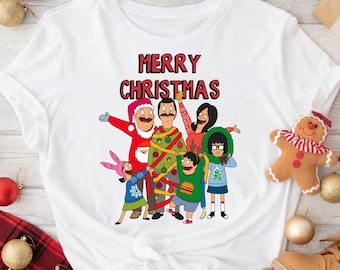 Camiseta navideña de Bob&#39;s Burgers / Feliz Navidad Camiseta unisex de algodón ultra de Bob&#39;s Burgers Tina Louise Bob Linda Gene Belcher Teddy Holiday Xmas