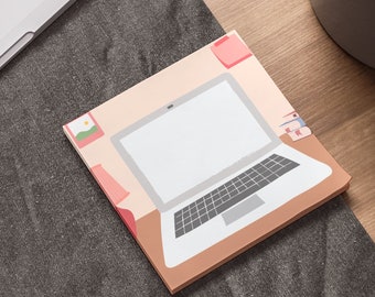 Bloc-notes autocollant mignon pour ordinateur portable | Bloc-notes Post-it® esthétiques doux et mignons Kawaii de l'an 2000 Adorable papeterie amusante Bloc-notes pour ordinateur Notes amusantes