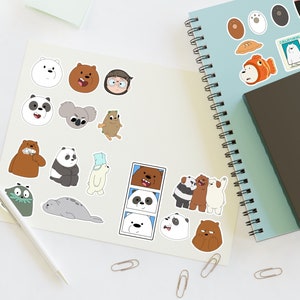 Hoja de calcomanías de We Bare Bears / Hojas de calcomanías de oso de hielo de grizzly panda Personajes de dibujos animados Papelería WBB Linda Chloe Charlie We Baby Bears