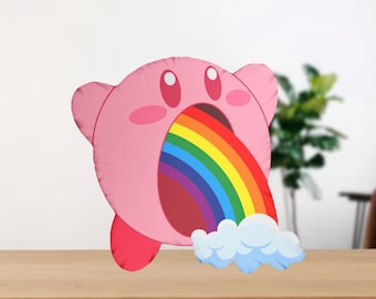 Kirby Plushie Pillow | Kirby Rainbow Custom Shaped Pillows Video Game Character Gift For Her For Him Cute Soft Comfy