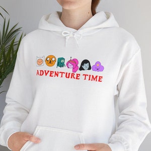 Sudadera con capucha de Hora de Aventuras / Finn Jake BMO Marceline Princesa Chicle Sudadera con capucha unisex de mezcla pesada™ Para ella Para él
