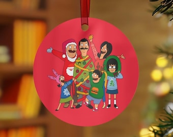 Bob&#39;s Burgers Ornament | Bob Linda Gene Tina Teddy Louise Belcher Christmas Metal Ornaments Xmas Holiday Decoration Christmas Tree Bauble