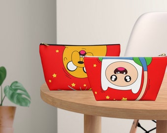 Adventure Time Pouch | Jake The Dog Finn The Human Accessory Pouch w T-bottom Makeup Pencil Bag Accessory Beauty Stationery