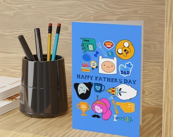 Adventure Time Father's Day Card | Happy Father's Day Finn The Human Jake Rhe Dog BMO Greeting card For Him Father Dad Gift