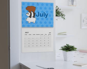 We Bare Bears Calendar (2027) Grizzly Panda Ice Bear Chloe Nom Nom Charlie New Year Schedule Months Days Cute Friendship Cartoon
