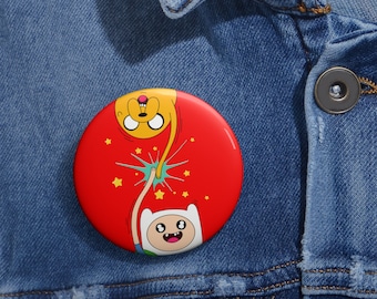 Adventure Time Pin | Finn The Human Jake The Dog Pin Buttons Cartoon Gift For Her For Him Aesthetic High Five Besties Bff Happy Friendship