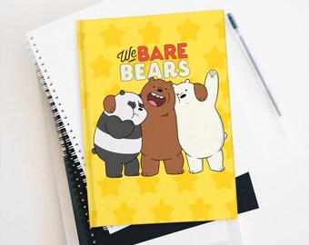 We Bare Bears Notebook | Grizzly Panda Ice Bear Hardcover Journal Matte Gift For Her For Him Cute Cartoon Chloe Charlie Stationery Character