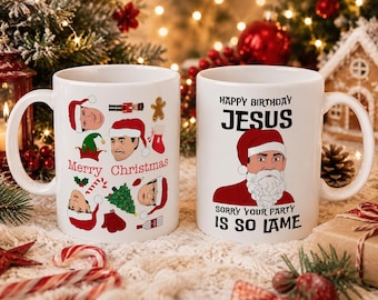 The Office Christmas Mug | Dwight Elf Michael Scott Santa Merry Christmas Ceramic Mug Dunder Mifflin Xmas Holiday Silly Funny