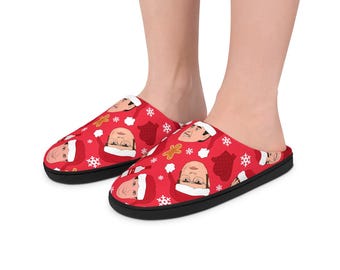 The Office Christmas Slippers | Michael Scott Santa Dwight Schrute Elf Jim Halpert Kevin Malone Merry Indoor Slippers Gift For Him For Her