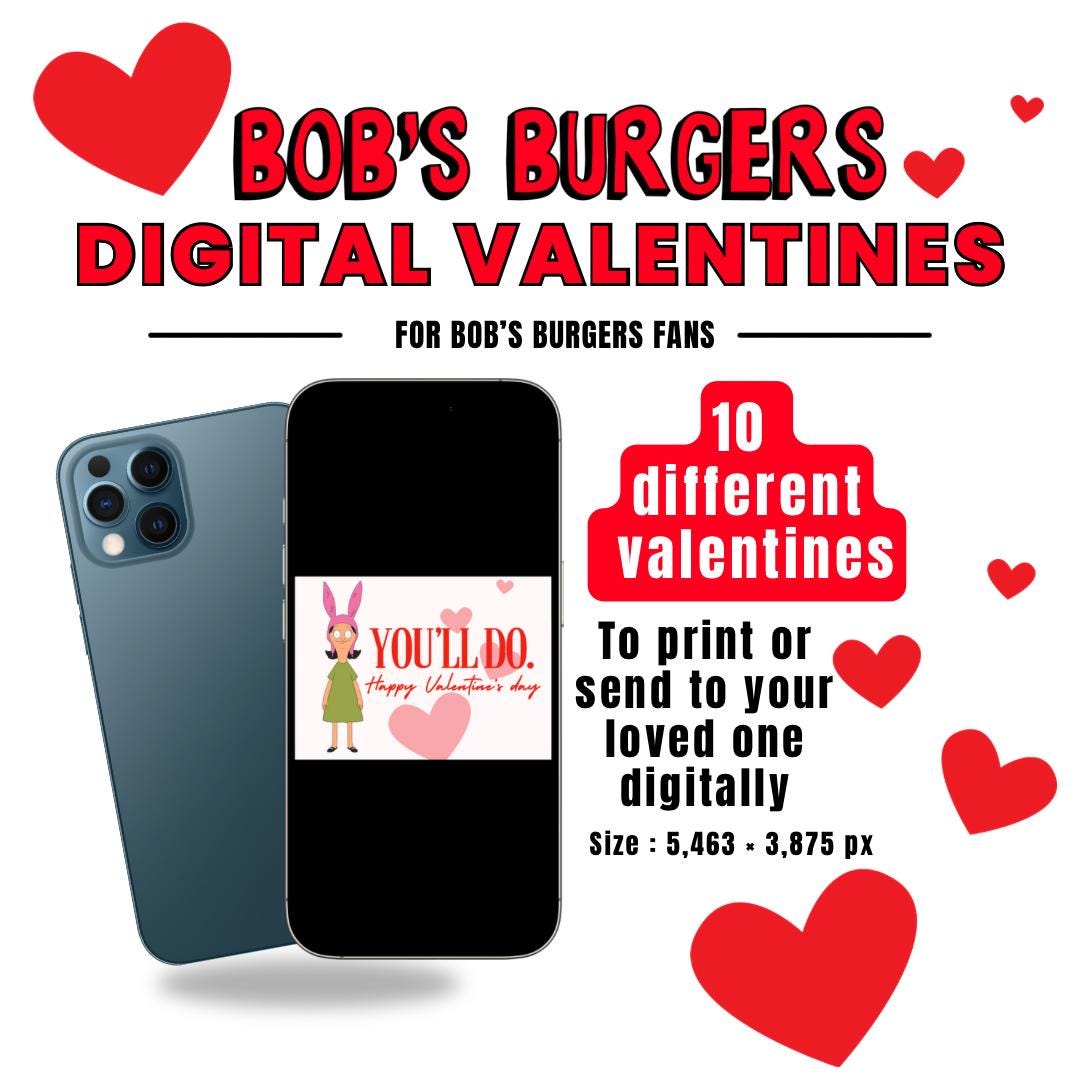 Bob's Burgers Digital Valentines Cards | Valentine's Day PNG Files ...
