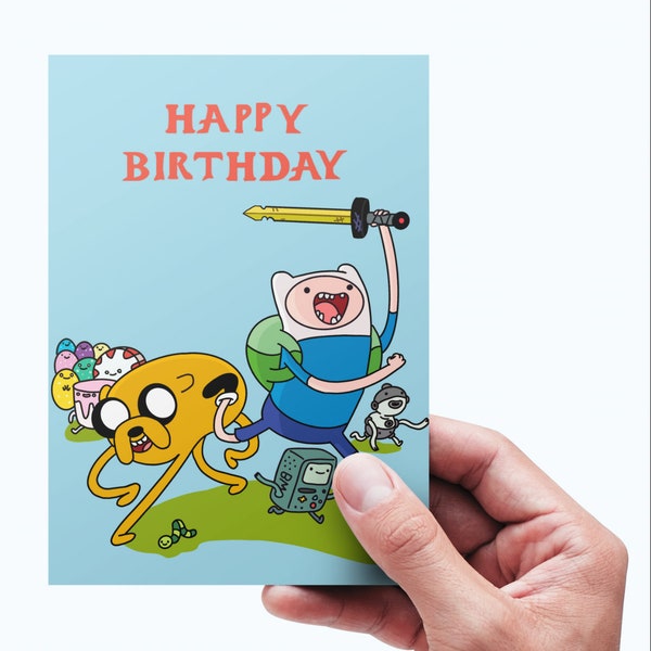 Adventure Time Digital Printable Birthday Card | Jake The Dog Finn The Human | Happy Birthday Card | Digital Birthday Card | PNG File