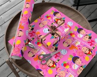 The Office Birthday Wrapping Paper | The Office Happy Birthday Gift Wrap Papers Michael Scott Prison Mike Dwight Schrute Jim Halpert Kevin