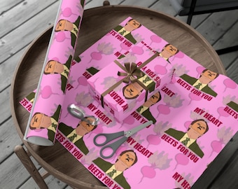 Dwight Schrute My Heart Beets For You Wrapping Paper | The Office Dunder Mifflin Valentine's Day Gift Wrap Papers