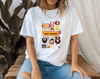 Camiseta unisex de algodón ultrafino de Bob&#39;s Burgers / Camisa de Bob&#39;s Burgers Tina Louise Gene Linda Bob Belcher Teddy / Camiseta gráfica
