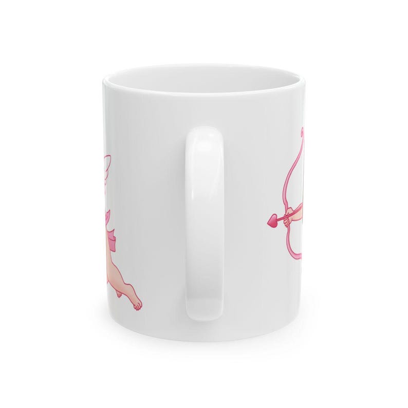 Taza de cerámica personalizada con cara de Cupido para San Valentín, para ella, para él, para San Valentín, amor, cumpleaños, regalo divertido, gracioso, bonito, regalo de broma, ángel rosa. imagen 6
