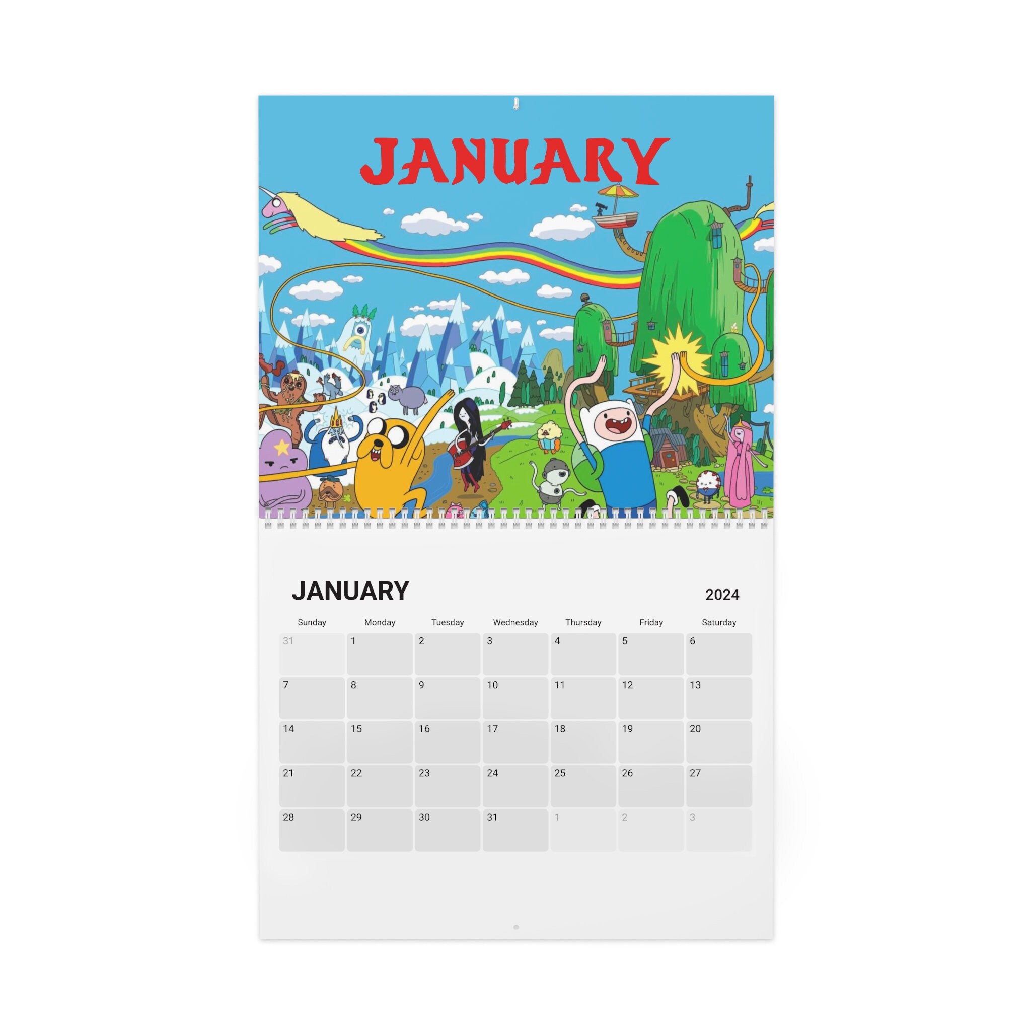 Adventure Time Calendar 2024 Finn the Human Jake the Dog Princess Bubblegum Marceline BMO Months Days Schedule - Etsy