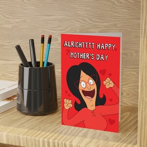 Fête des mères de Bob's Burgers | Linda Belcher Alrighttttt Cartes de voeux de bonne fête des mères pour son esthétique de dessin animé mignon de vin