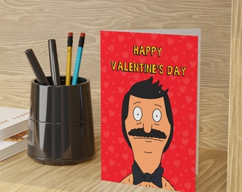 Bob Belcher Valentine's Day Card | Bob's Burgers Happy Valentine's Day Greeting Cards (1 or 10-pcs) Vday Love For Her For Him