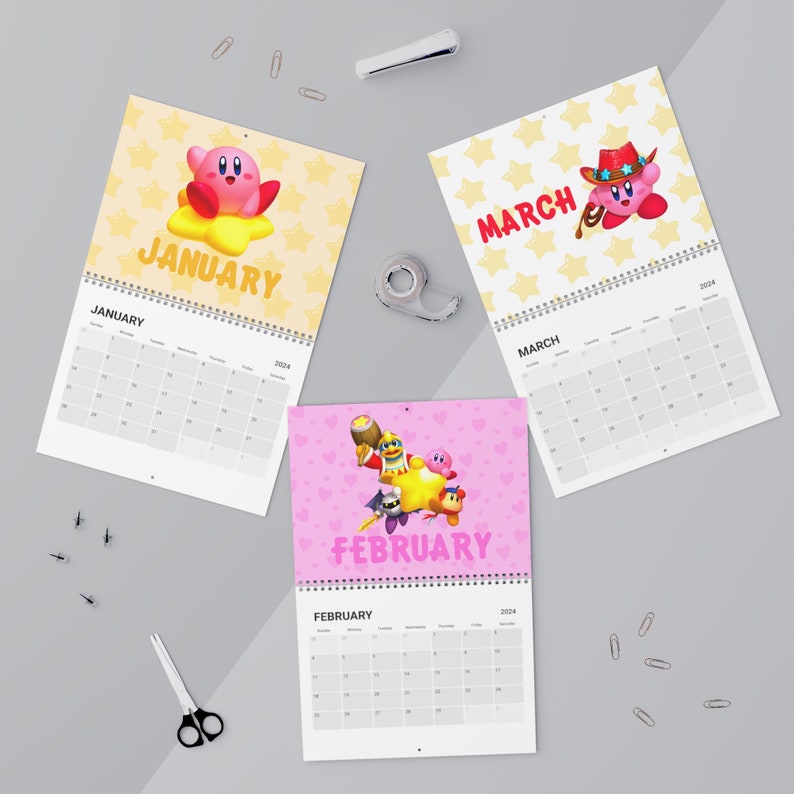 Kirby Calendar 2024 Kirby New Year Months Days Game Cute Schedule