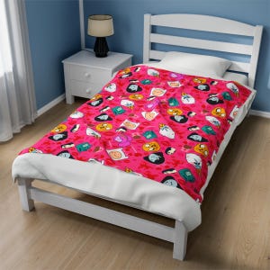 Tijd voor avontuur Valentijnsdag deken | Finn The Human Jake The Dog BMO Princess Bubblegum Marceline Velveteen pluche deken Vday Gift