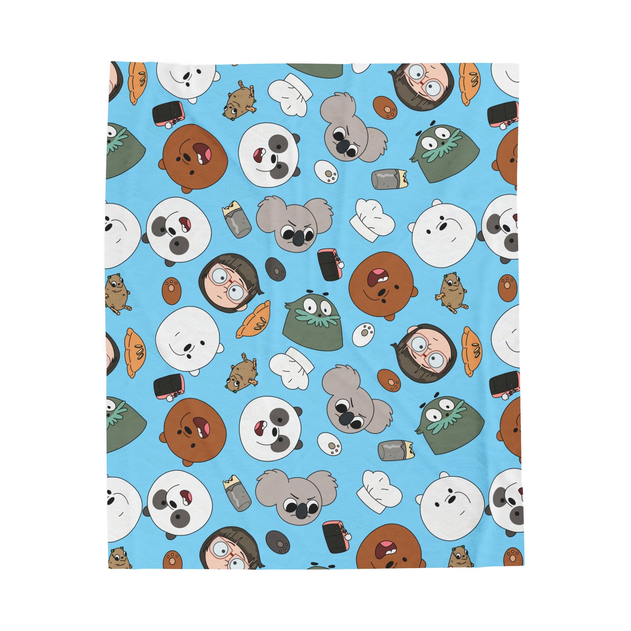 We Bare Bears Blanket Grizzly Panda Ice Bear Velveteen Plush Blanket Merch Soft Cozy Comfy
