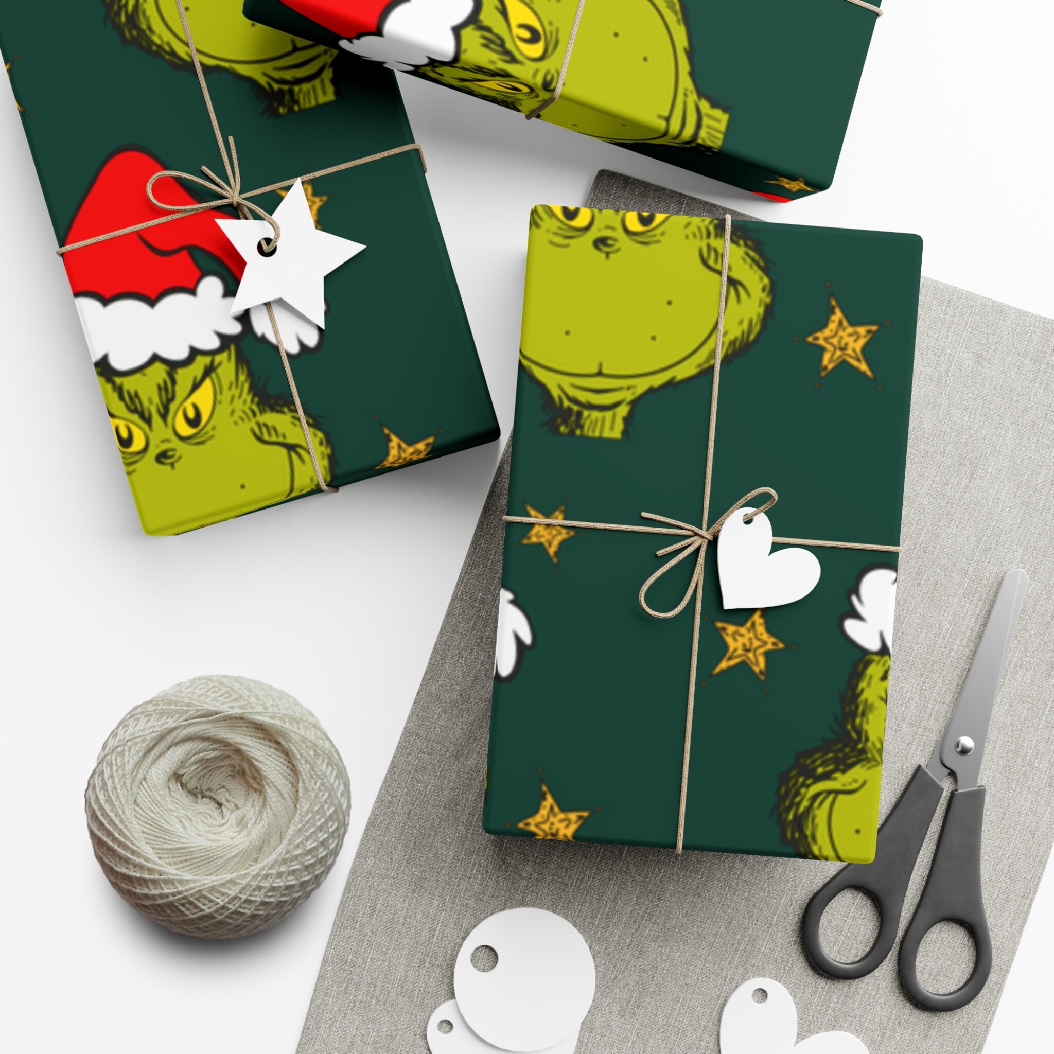 The Grinch Wrapping Paper Merry Christmas Grinch Gift Wrap Papers Etsy