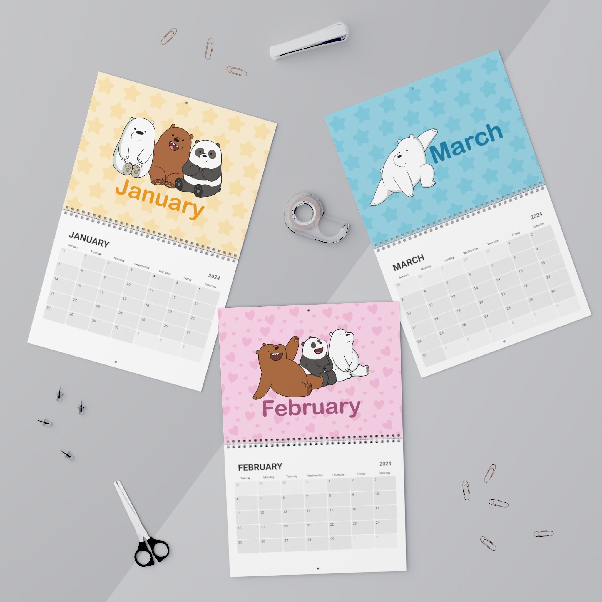 We Bare Bears Calendar (2025) Grizzly Panda Ice Bear Chloe Nom Nom sold