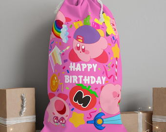 Kirby Gift Bag Birthday Bag | Kirby Gift Sack For Her For Him Gift Sack Video Game Gaming Gamer Happy Birthday